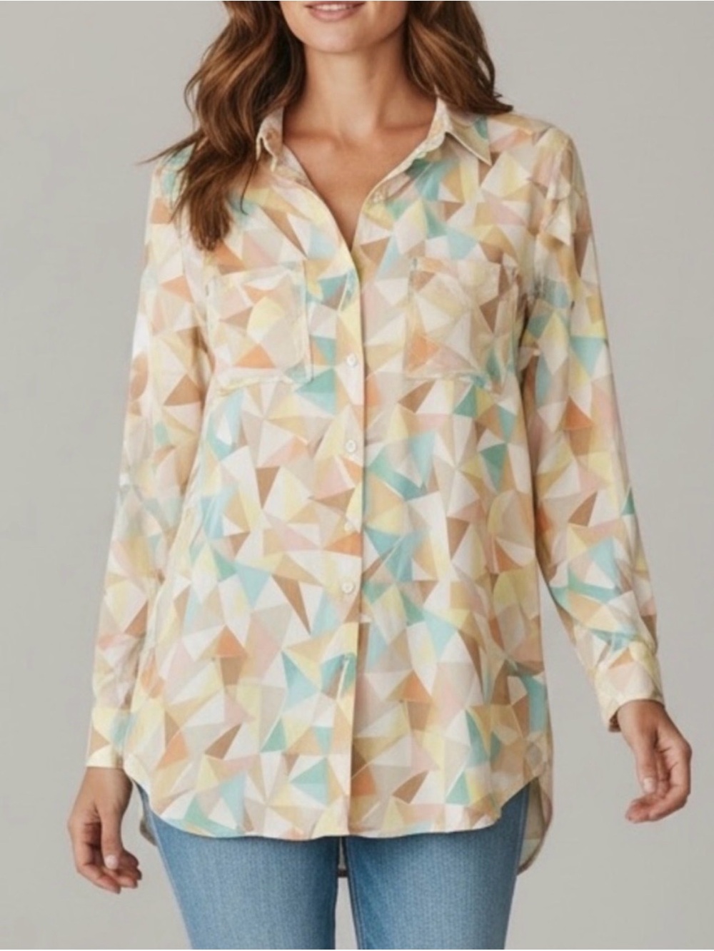 Hutch × Anthropologie 100% Silk Kodie Geometric Tunic Blouse  Size 8